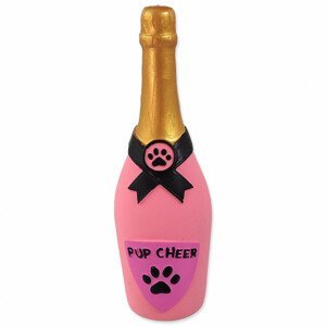 Hračka Dog Fantasy Latex láhev sekt se zvukem růžová 16,5cm
