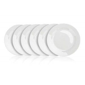 Sada mělkých porcelánových talířů BASIC 24 cm, 6 ks, bílé