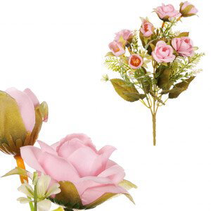 Růže v pugetu, růžová barva. KN7051 PINK, sada 6 ks