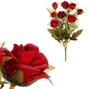 Růže v pugetu, červená barva. KN7051 RED, sada 6 ks