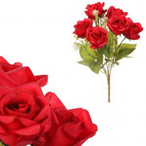 Růže v pugetu, červená barva. KN7055 RED, sada 6 ks