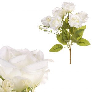 Růže v pugetu, bílá barva. KN7055 WT, sada 6 ks