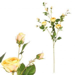 Růže s devíti květy, barva žlutá, umělá KT7908 YEL, sada 3 ks