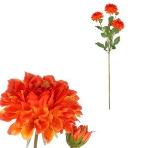 Jiřina, 5 květá, oranžová barva. KT7916 OR, sada 3 ks