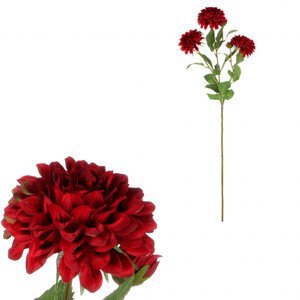 Jiřina, 5 květá, tmavě červená barva. KT7916 RED, sada 3 ks