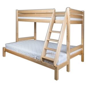 Dřevěná dvoupatrová postel LK155, 90-140x165x200, borovice