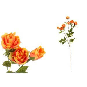 Růže, barva světle oranžová. Květina umělá. KUM3246, sada 8 ks