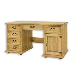 Borovicový psací stůl BR702, šířka: š150, výška: š78, hloubka: g60 (Barva dřeva: Brunat vosk, Struktura desky: Polka)