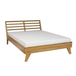 Dubová postel LK301, délka: d200, šířka: s160 (Barva dřeva: Bělená)