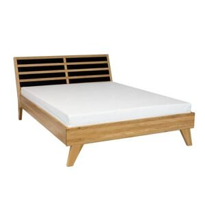 Dubová postel LK302, čalounění: toptextil, délka: d200, šířka: s140 (Barva dřeva: Surová (bez moření))