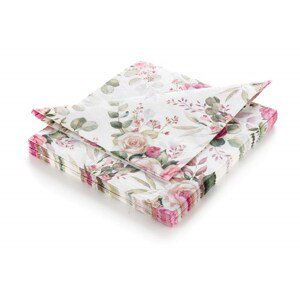 Ubrousky 33 x 33 cm, sada 20 ks, PINK ROSE