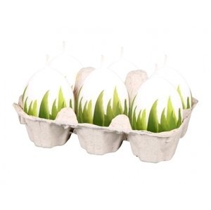 Svíčka TRÁVA malované vejce velikonoční matná d4,5x6,5cm