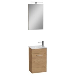 EASY PLUS nábytková sestava 390x298x596mm, skříňka s dvířky, umyvadlo, zrcadlo a LED osvětlení, zlatý dub