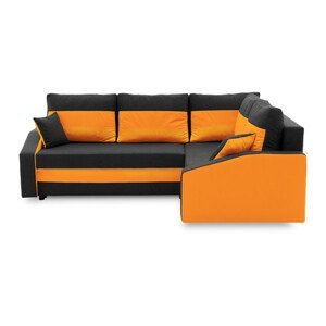 Rohová rozkládací sedací souprava GRANDE PLUS - mikro Pravá Černá + Oranžová