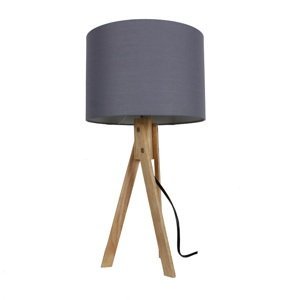Šedá stolní lampa s dřevěnou trojnožkou LILA TYP 2