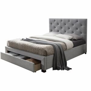 Šedá moderní postel s úložným prostorem SANTOLA 180 x 200 cm