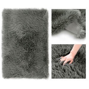 Huňatý tmavě šedý koberec DOKKA Rozměr: 50 x 150 cm