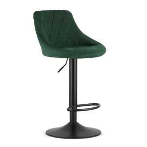 Zelená barová židle KAST VELVET s černou nohou
