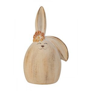 Velikonoční porcelánový králík s květinou DENNY, béžový