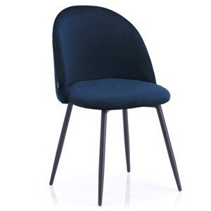 Tmavě modrá sametová jídelní židle FARO