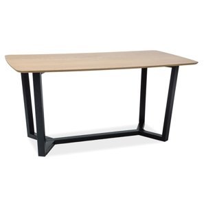 Černý jídelní stůl s deskou v dekoru dub DOSSIER 160x90
