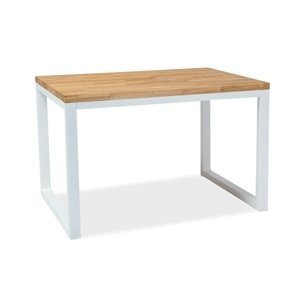 Bílý jídelní stůl s dubovou deskou LORAS II 150x90