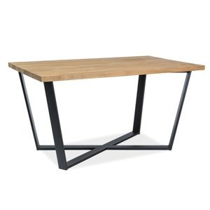Černý jídelní stůl s dubovou deskou MARCELLO 150x90