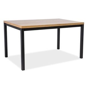 Černý jídelní stůl s dubovou deskou NORMANO 150x90