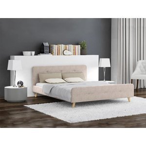 Béžová čalouněná postel AMELIA 160 x 200 cm