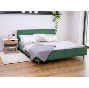 Zelená manšestrová postel AMELIA FJORD 140 x 200 cm