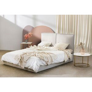 Béžová čalouněná postel MILI 160 x 200 cm Rošt: Bez roštu