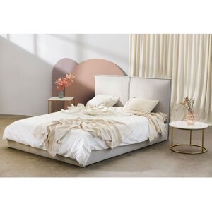 Béžová čalouněná postel MILI 160 x 200 cm Rošt: S lamelovým roštem