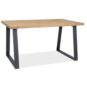 Černý jídelní stůl s dubovou deskou RONALDO 150x90