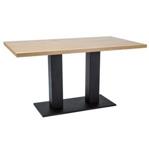Černý jídelní stůl s dubovou deskou SAURON 150x90