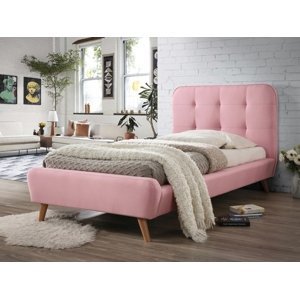 Růžová čalouněná postel TIFFANY 90 x 200 cm