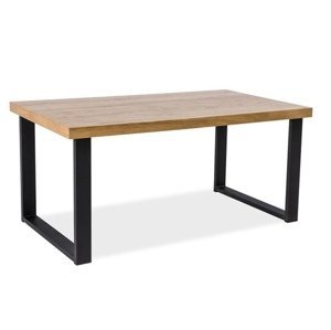 Černý jídelní stůl s dubovou deskou UMBERTO 180x90