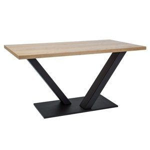 Černý jídelní stůl s dubovou deskou VECTOR 150x90