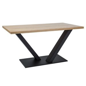 Černý jídelní stůl s dubovou deskou VECTOR 180x90