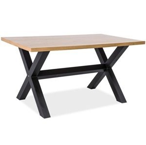 Černý jídelní stůl s dubovou deskou XAVIERO 180x90