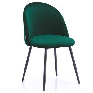 Tmavě zelená sametová jídelní židle FARO