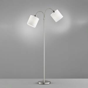 FISCHER & HONSEL Stojací lampa Cozy, dva zdroje, látka, nikl/bílá