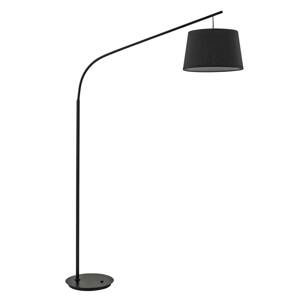 Ideallux Oblouková lampa Daddy, textilní stínidlo, černá