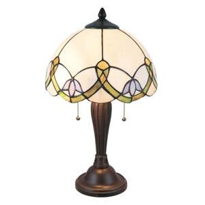 Clayre&Eef Stolní lampa 5918 s bílým-pestrým designem Tiffany