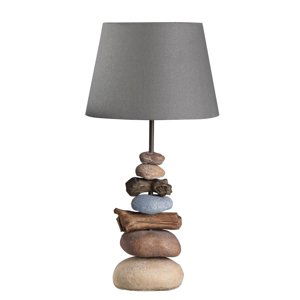 ONLI Stolní lampa Vera, textil a dekorace kamene, 55 cm