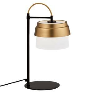 Viokef Morgan stolní lampa, skleněné stínidlo, bílo-zlaté