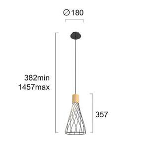 Viokef Závěsné světlo Hank s mřížovým stínidlem, černé