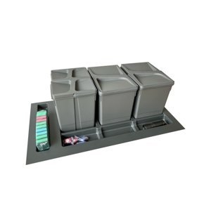 In-Design Systém odpadkových košů do zásuvky PRAKTIK šířka 900 antracit Členění odpadkového koše: 2x15l + 2x7l (výška 270)