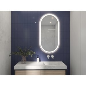 In-Design Zrcadlo OvalLine premium - bílý matný rám, s  LED osvětlením Rozměry zrcadla (mm): 1000x500, Vypínač: S vypínačem