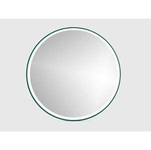 In-Design Zrcadlo RoundLine premium - zelený matný rám, s LED osvětlením Vypínač: Bez vypínače, Průměr zrcadla (mm): 600