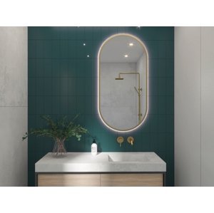 In-Design Zrcadlo OvalLine backlight - zlatý matný rám, s  LED osvětlením Rozměry zrcadla (mm): 1000x500, Vypínač: Bez vypínače